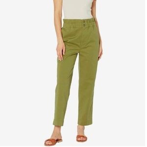 Madewell Paperbag Straight Leg Pants, Olive Green, Size 10